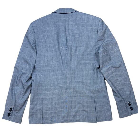 Hugo Boss Astian 184 Slim Fit Blazer 44R Navy Blue Plaid Wool Blend Sport Coat - Picture 3 of 7